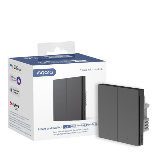 Aqara Smart wall switch H1 - Grey (with neutral, double rocker)